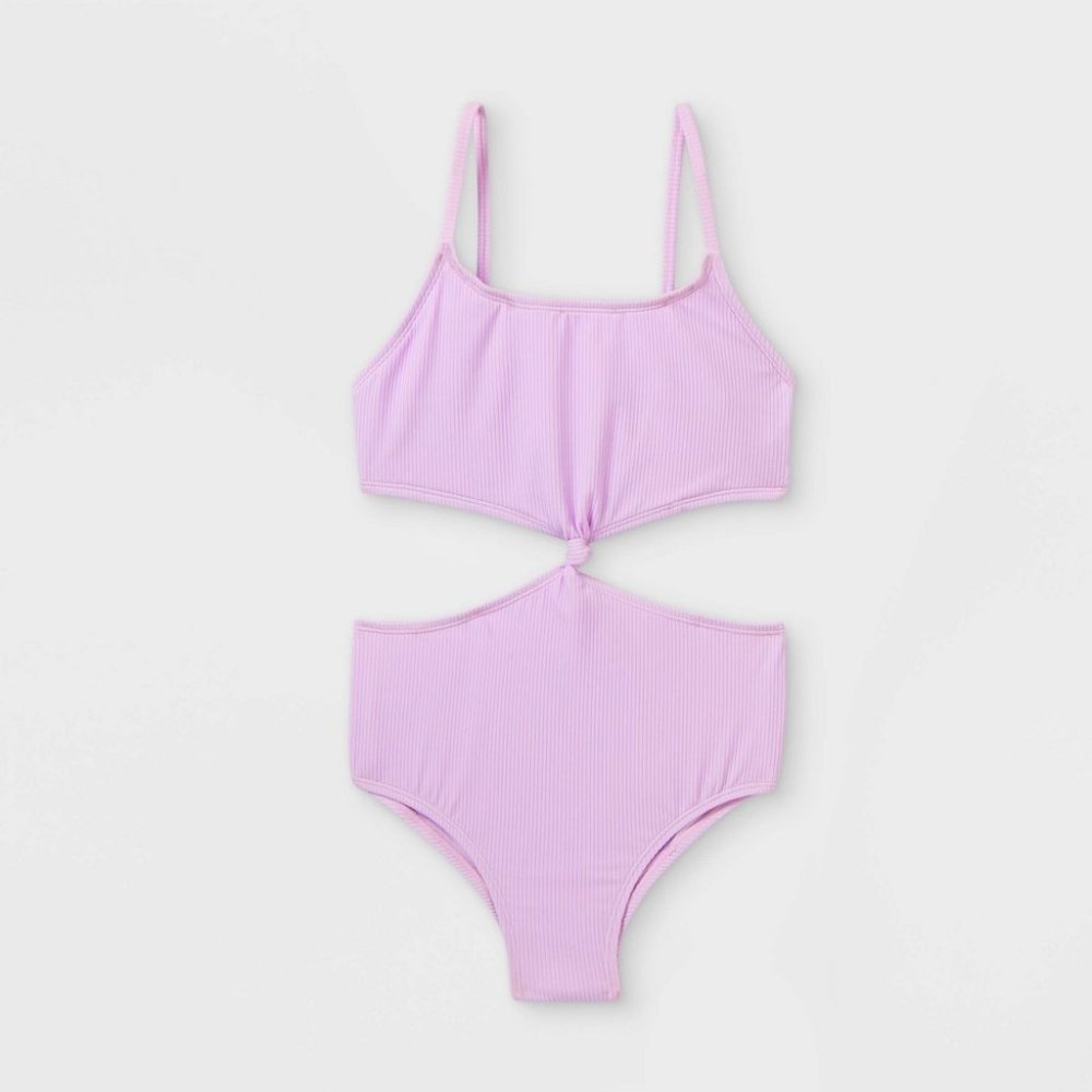 NWT Girls' Ribbed One Piece Swimsuit